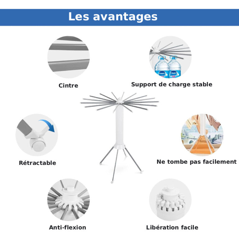 منشر الملابس الذكي القابل للدوران – الحل العصري لتجفيف وتنظيم الغسيل!