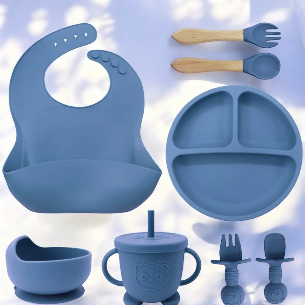 طقم إطعام الأطفال السيليكوني الكامل 6 قطع